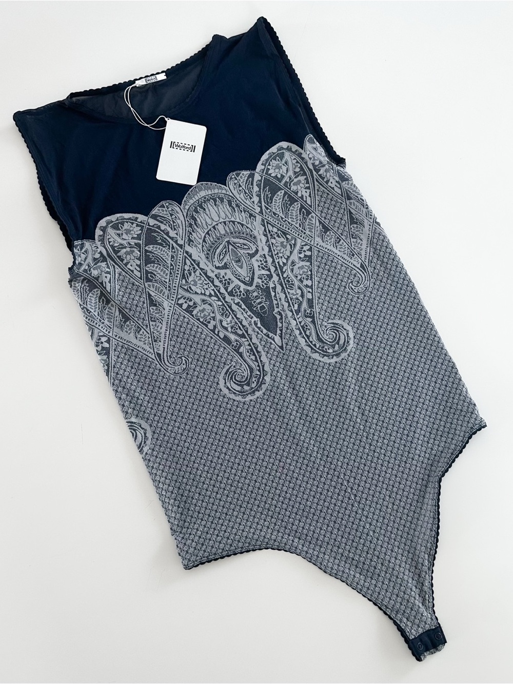 Wolford New with tags Size Large Paisley Design Sleeveless Mesh Bodysuit